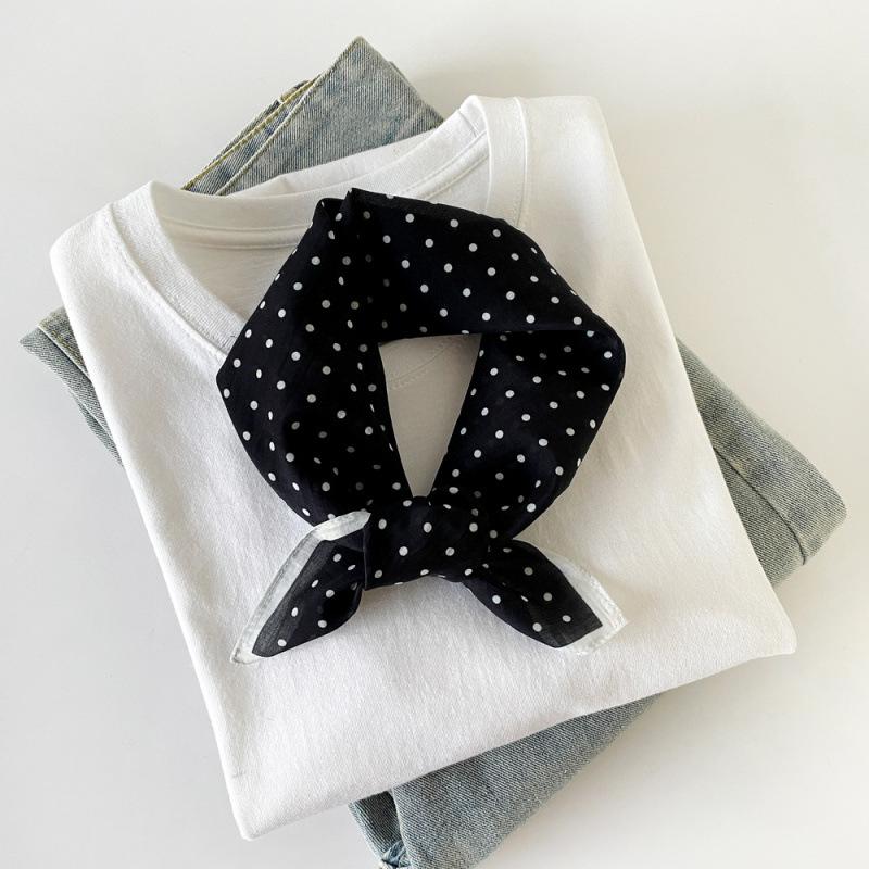 Commuter Style Silk Cotton Small Square Scarf  Small Silk Scarf for Women's Spring and Summer Scarf