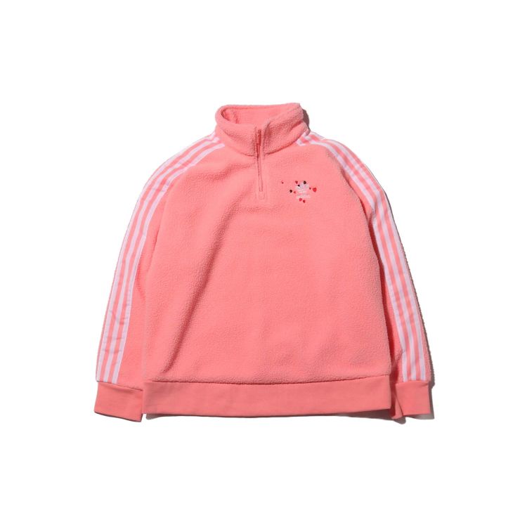 

Adidas Мужская плюшевая полосатая куртка Originals с молнией на 1/4 розового цвета GK7169 32
