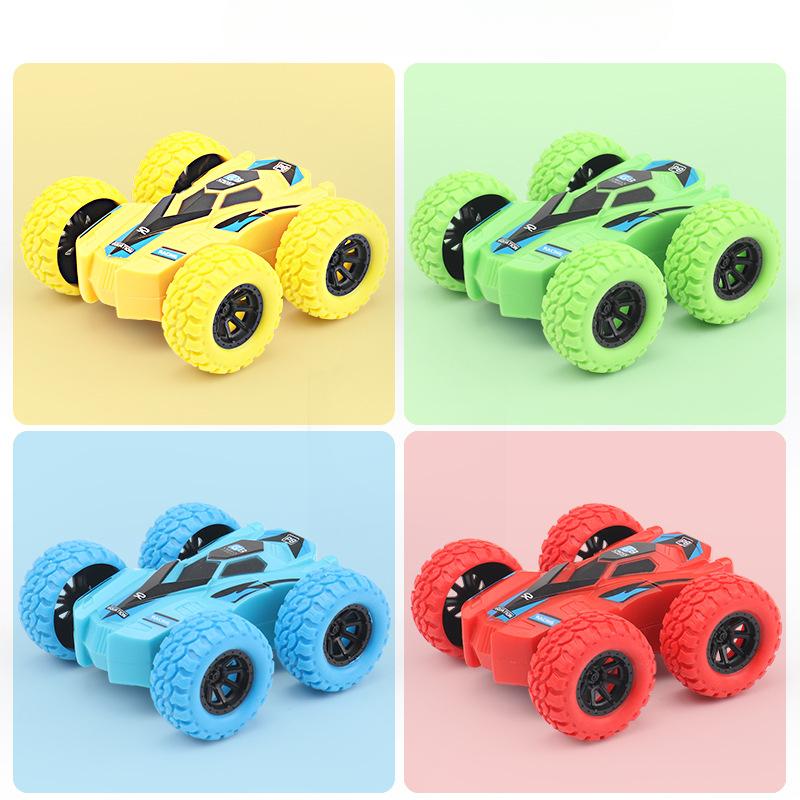 1Pc Toy Car Stunt Dump Car Double-sided Car Children's Inertia Car Four-wheel Drive Car Children's Off-road Vehicle