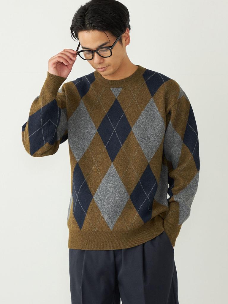 Ships Colors Machine Washable Mochifuwa All-Over Print Knit 216060007 Black Large