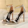 Fashion 2025 Newest Women 11.5cm High Heels Yellow Sandals Female Fetish Strappy Stripper Red Shoes Lady Valentine Silver Summer Pumps