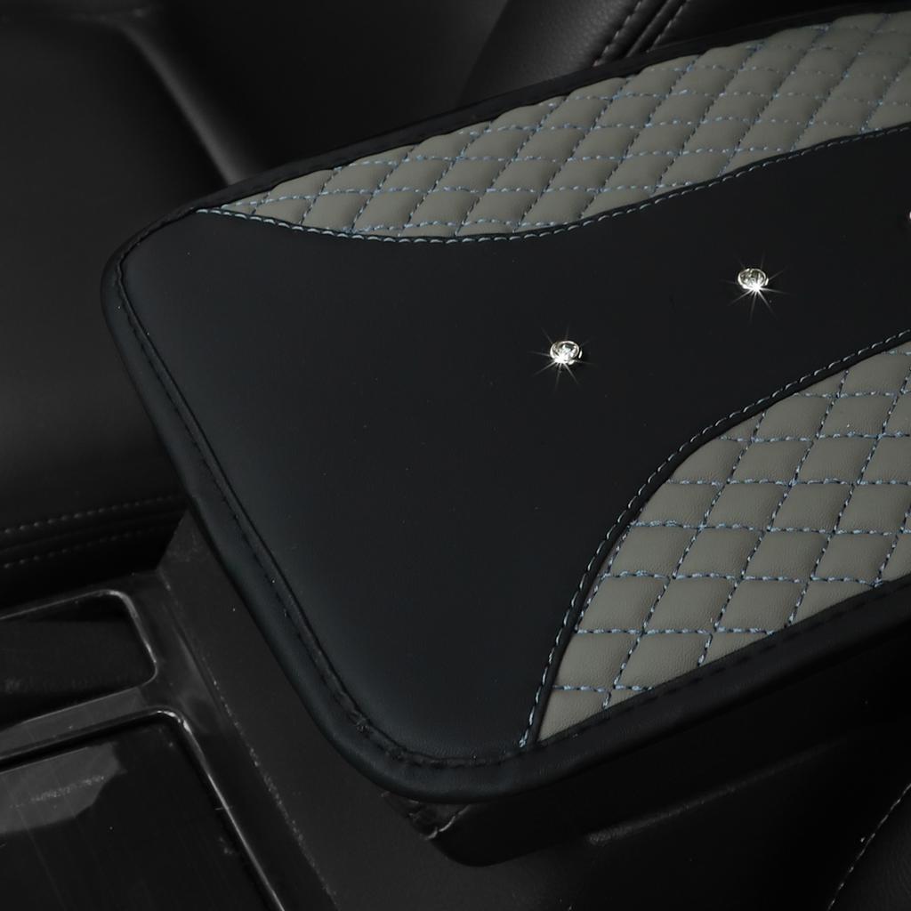 1 Car Armrest Cushion with Artificial Diamond Blingbling Artificial Sheepskin Embroidery Waterproof Comfort Auto Control Cushion