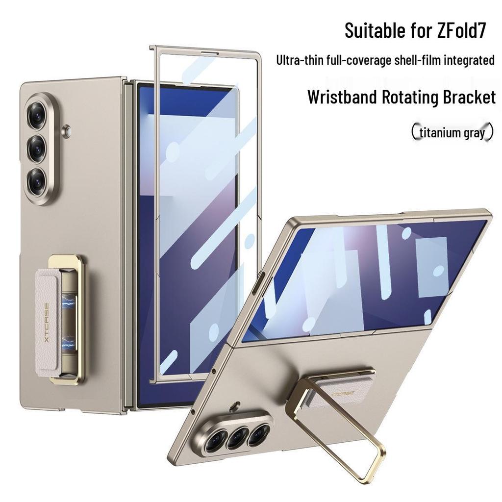 Samsung Z Fold7 Wristband Stand Case - Solid Color, Advanced Protection, Full Coverage, Business Style.
