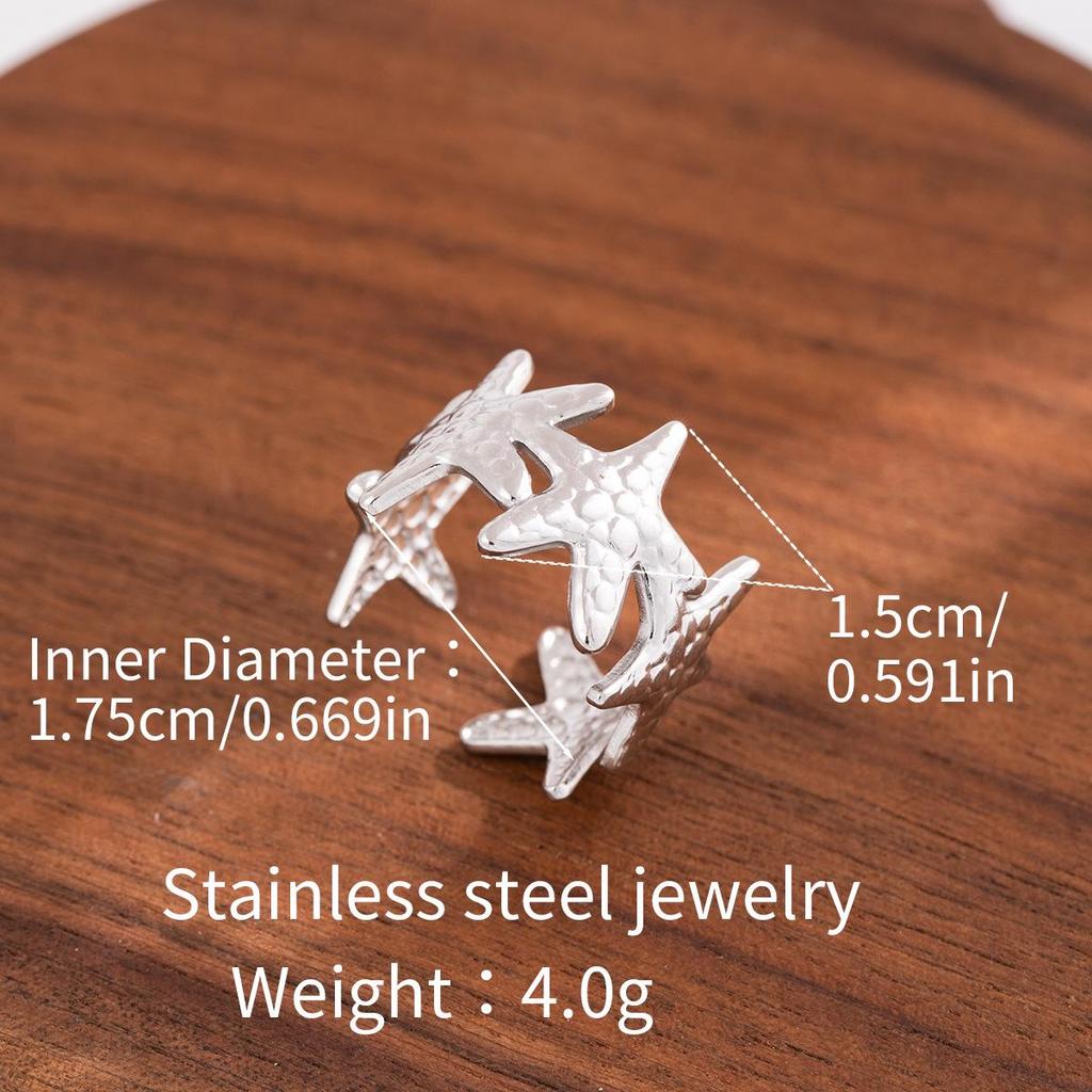 Stainless Steel Adjustable Open Ring - Colorfast Titanium Jewelry