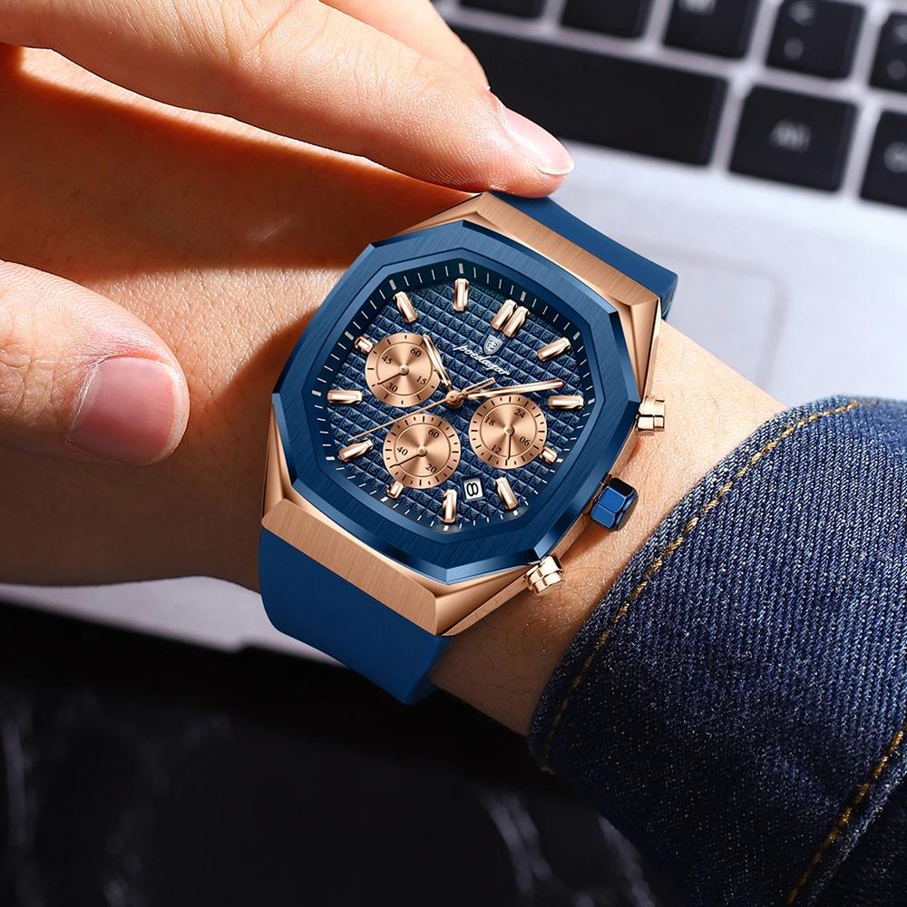 Ceas de Afaceri Pentru Bărbați Rezistent la Apă Luminos Cronograf Dată Ceas de Mână Bărbătesc Curea Silicon Cuarț Ceasuri pentru Bărbați