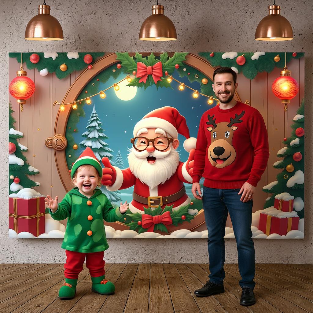 Weihnachten Hintergrund Festliche Lichter Weihnachtsmann Display Weihnachts-Hintergrund Rote Schleife Feiertags-Hintergrund Für Familientreffen Feiertags-Festlich