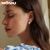 WOSTU 925 Sterling Silver 18K Gold Glossy Waterdrop Earrings Teardrop Stud Earrings Women Euro Simple Pendientes Jewelry Gift