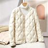 Autumn and winter new light and thin cotton-padded clothes women's short versatile fashion warm liner jacket V-neck cotton-padded jacket loose cotton