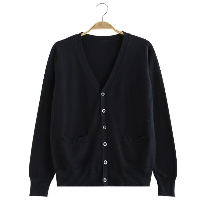 Unisex College Style V-Neck Long Sleeve Knit Sweater Vest for Spring and Autumn