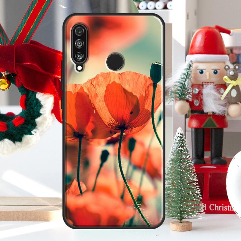Red Corn Poppy Flower For Huawei Nova 7i 8i 11i 12i 12s Y73 Y70 Y90 Y60 Y72 Y61 Y91 9 10 SE P30 Pro P40 Lite Case
