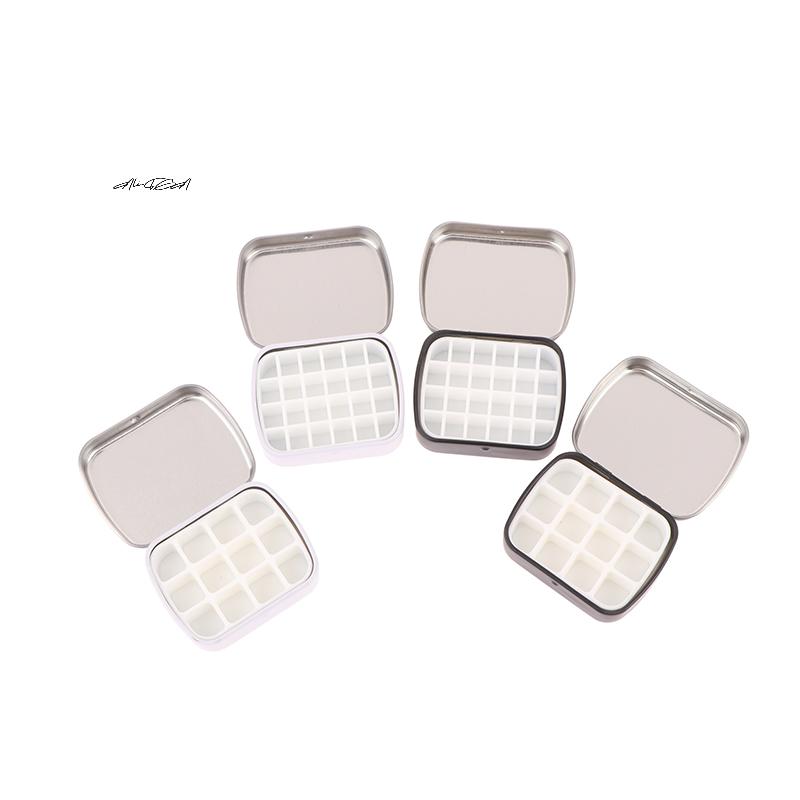 Portable Mini Paint Palette Empty Watercolor Tin Box with 12/24 Grids Travel Painting Tray Art Supplies