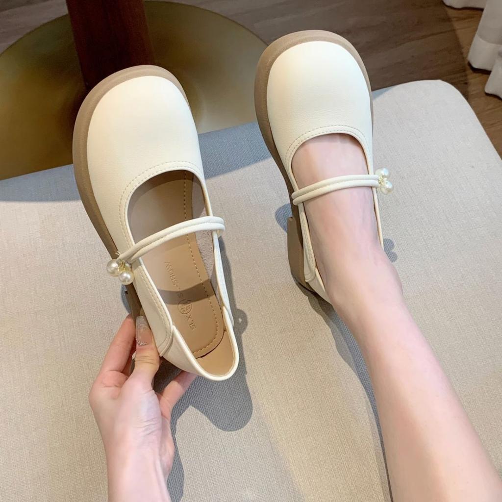 Mary Jane shoes flat single shoes women's autumn 2025 new one-pedal women's shoes with skirts, evening breeze gentle small leather shoes