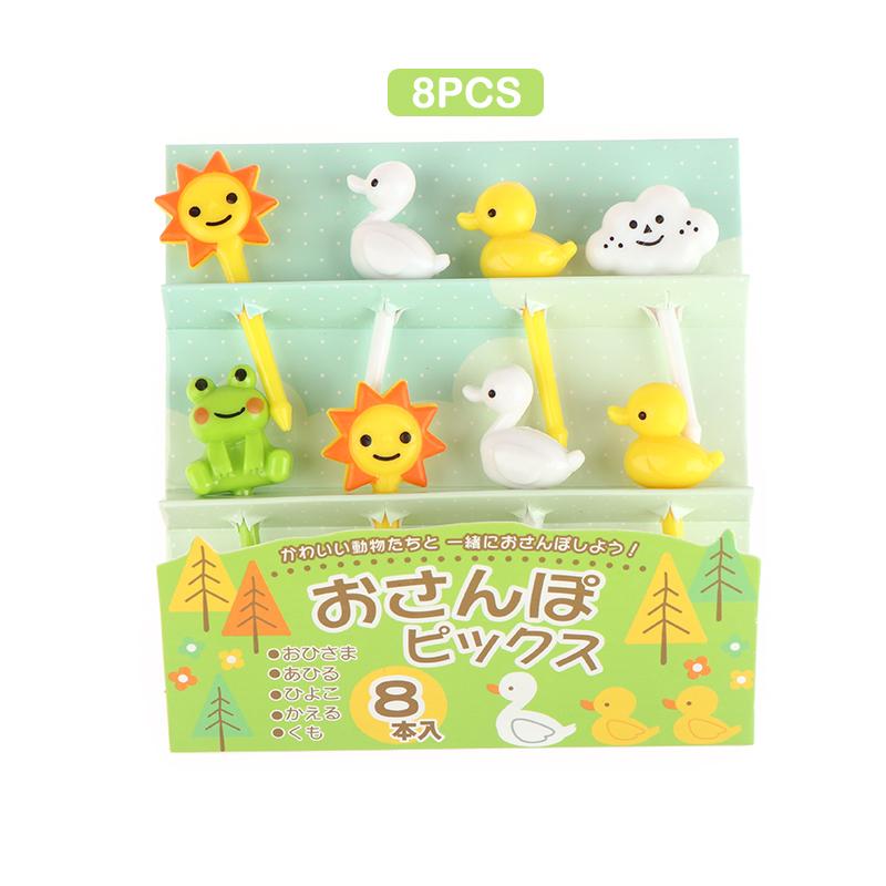 4/6/8Pcs Kids Fruit Picks Needle Stick Toothpicks Mini Creative Fruit Cake Dessert Food Forks Lunch Box Decor Bento Accessories