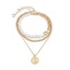 3Pcs/Set Goth Baroque Imitation Pearl Coin Portrait Pendant Choker Necklace for Women Vintage Link Chain Aesthetic Wed Jewelry