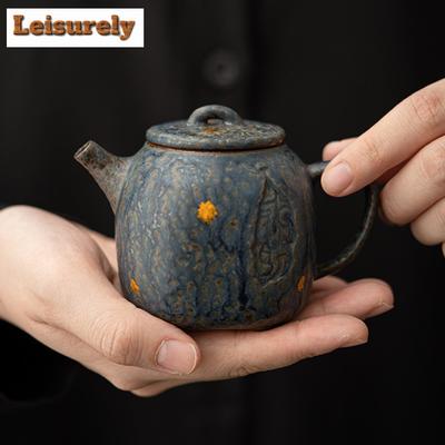 160 ml Retro-Teekanne aus Bronze-Galvanokunst, japanischer alter Steintontopf, Vintage-Teekessel mit Teesieb, chinesischer Tee für Tee-Ornamente