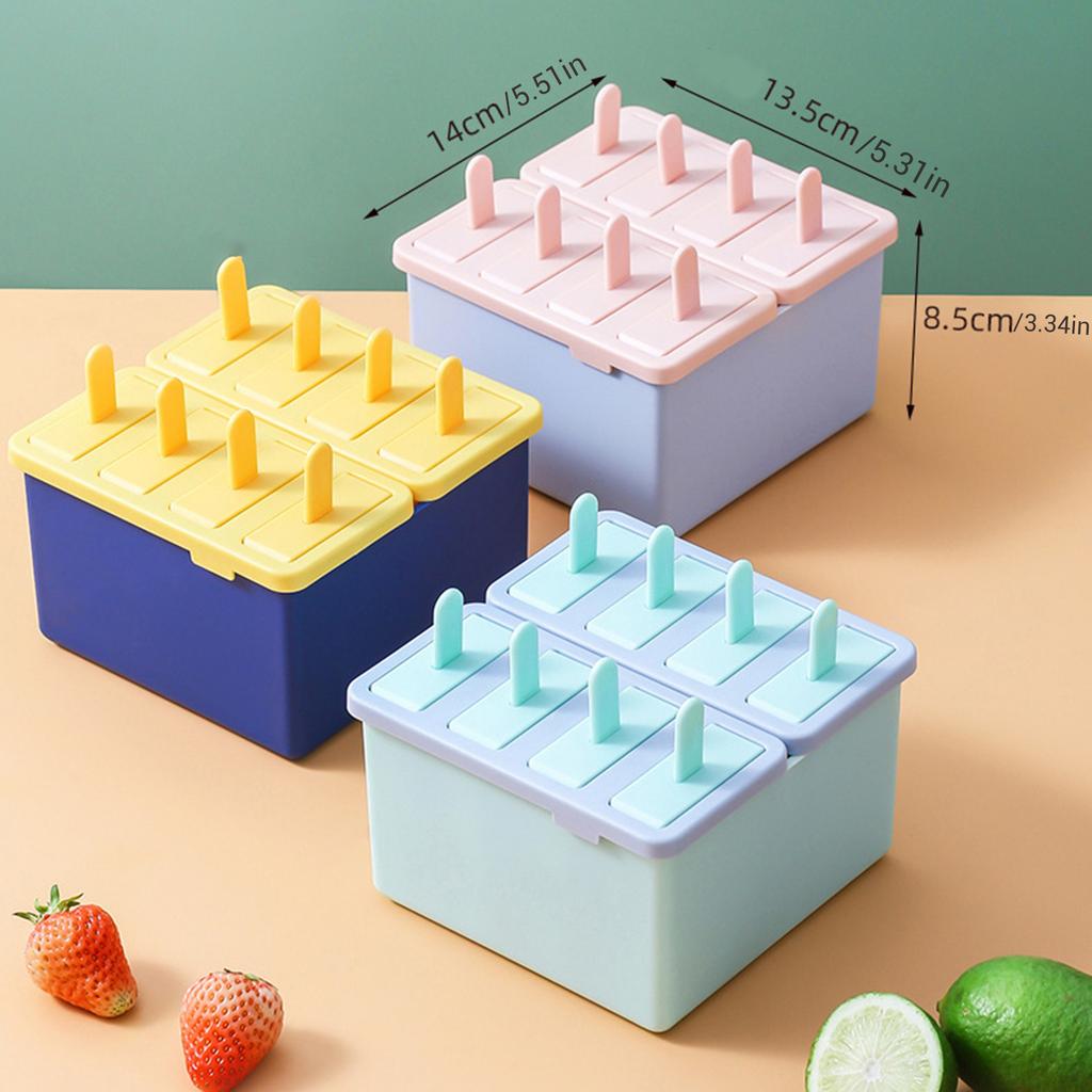 Ice Cream Popsicle Mold 4/8 Grids DIY Ice Cream Homemade Ice Cube Tray Box with Stick Ice-lolly Mold Kitchen Summer Gadgets