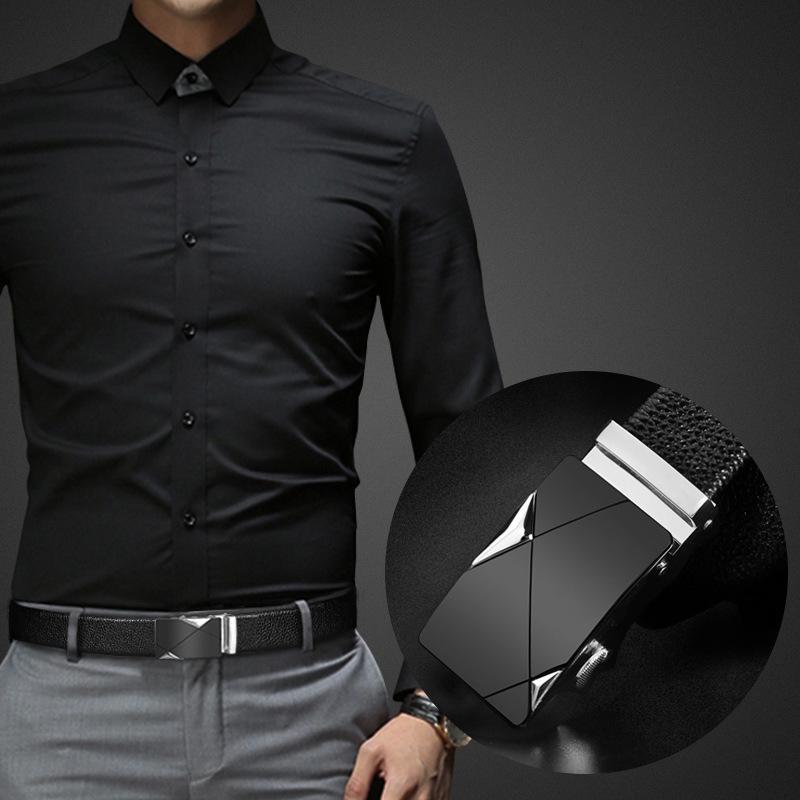 Men'S Belt Leather Automatic Buckle Business Middle-Aged And Young Cowhide Belt Men'S Casual Trendy Belt