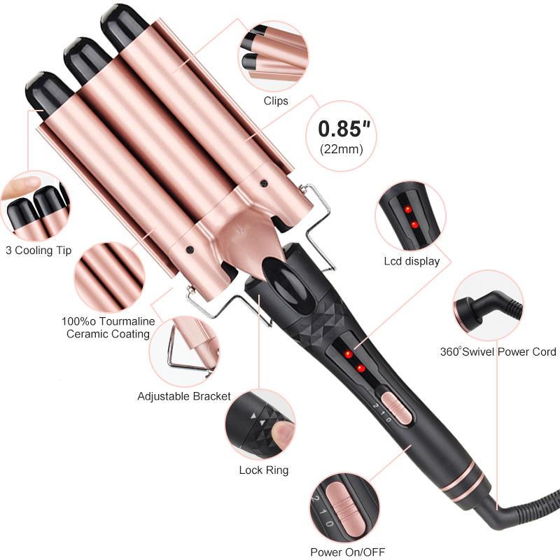 OEM ODM 5-in-1 Ceramic Curler Integrated Color Body & Wire PTC Fast Heat Auto Lock Function Home Salon Use Dual Voltage