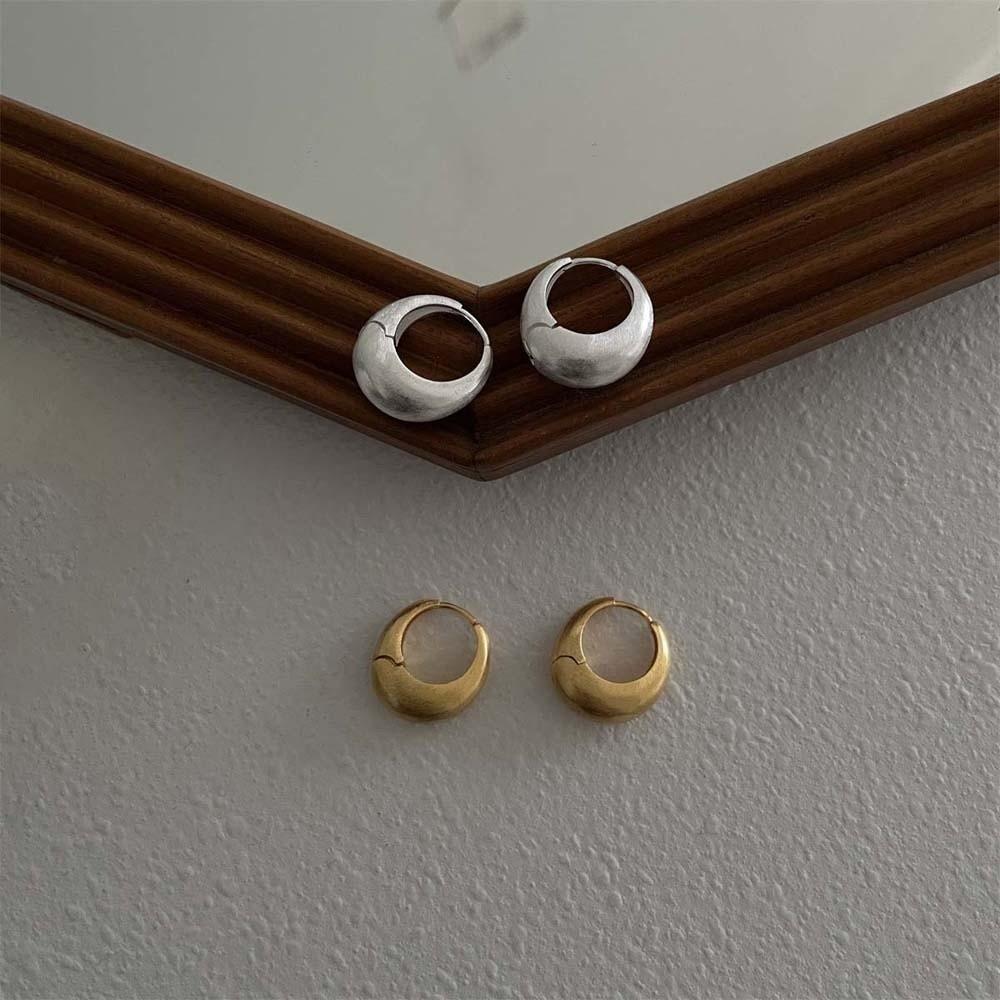 Waterproof Golden Round Earrings Elegant Silver Ear Buckles Wedding Circle Earrings Women
