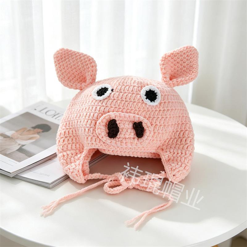 Autumn and Winter New Funny Cartoon Cute Wool Hat Warm Knitted Pullover Hat Handmade Crochet Hat