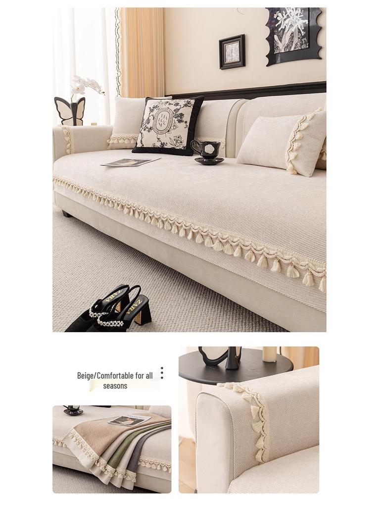 Nordic Style Chenille Sofa Cushion, Universal Non-Slip, Thickened Wear-Resistant Cover for All Seasons.