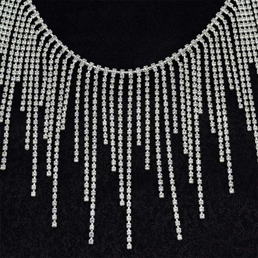 1Yards Length Rhinestone Tassel Chain Silver Claw Chain Crystal Tassel Chain  Clothing Trim серебряный