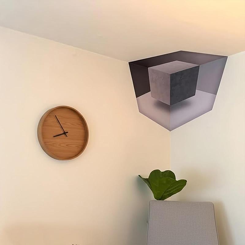 Optical Illusion Wall Art – 3D Corner Wall Decal – Impossible Corners Inspired Peel And Stick Removable 3D Wall Art