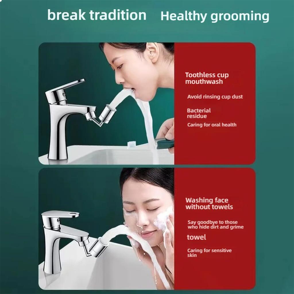 Premium Kitchen Faucet Spout - Wide 720° Rotation Waterfall Spout Solid Brass Construction, Anti-Corrosion Easy Install