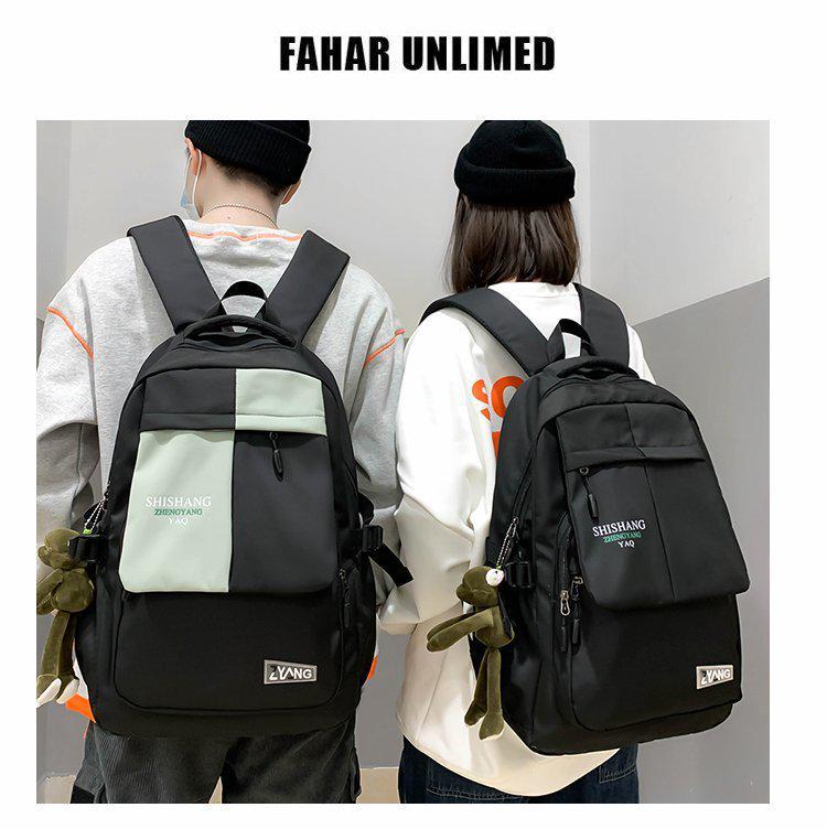 Harajuku Style Color Block Backpack: Unisex Korean Version for High School and College Students