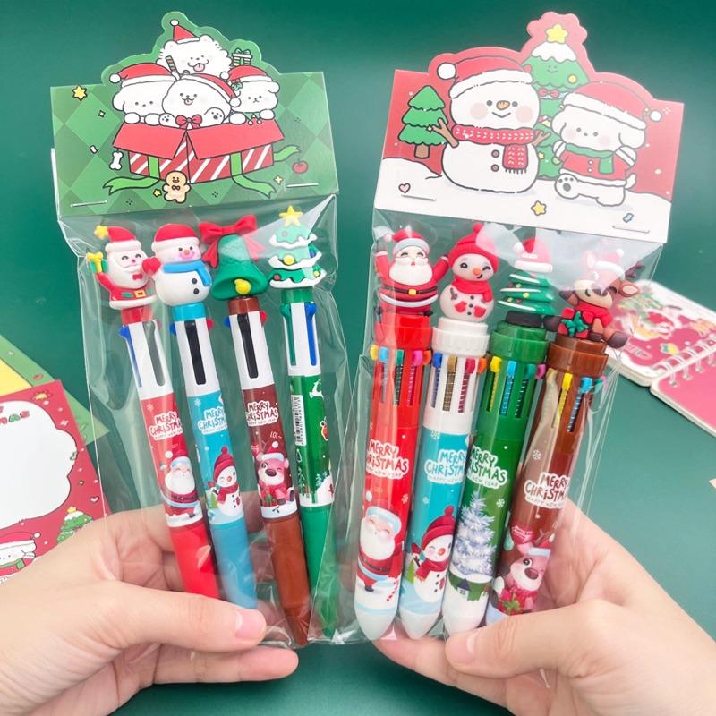 Festive Santa Claus Multi-color Ballpoint Pen for Highlighting and Marking
