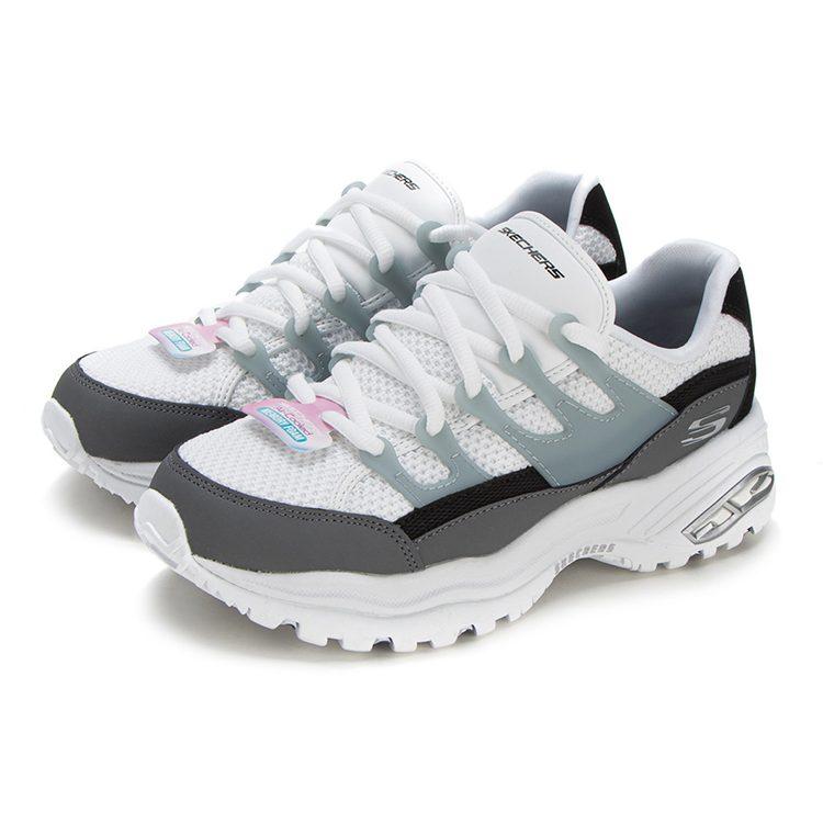 Skechers D'Lites Low Top Daddy Shoes White/Grey Women's 66666253-BKW