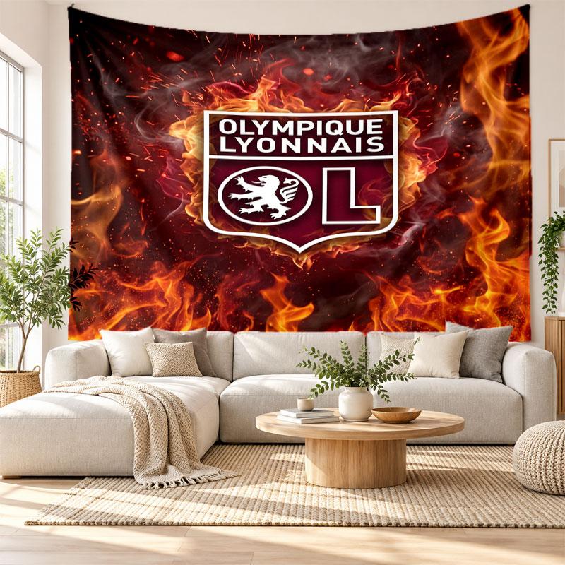 Lyon FC Wall Tapestry, Soft Fabric Wall Hanging, Decorative Backdrop For Bedroom Home Wall Art