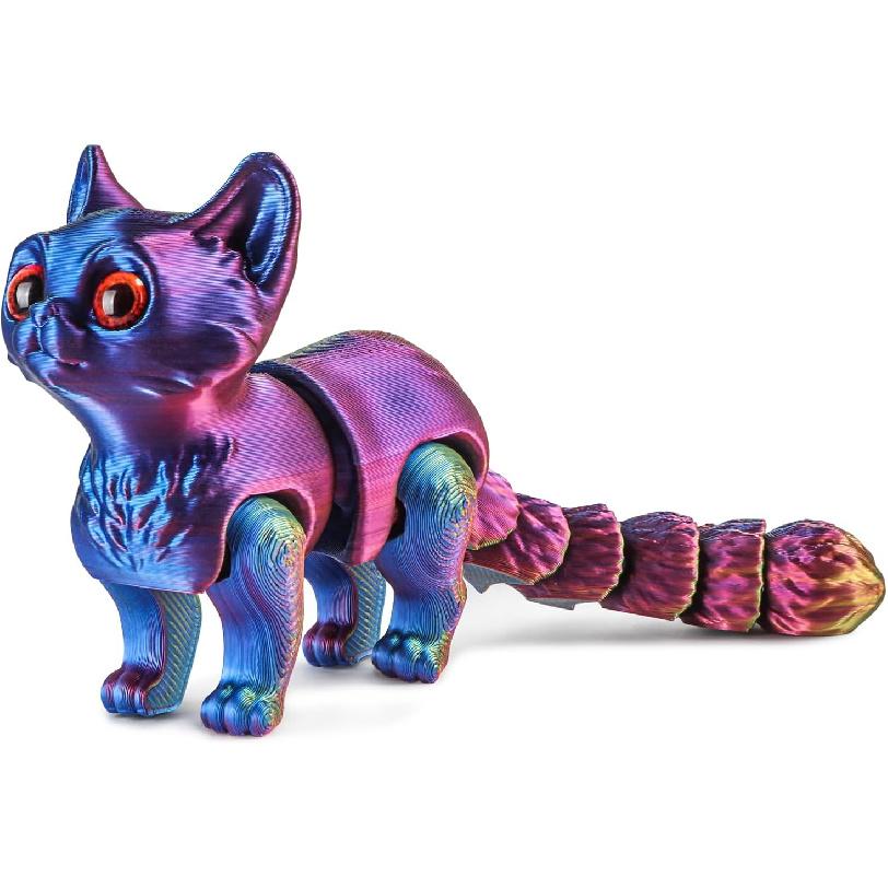 ATESSON 3D Printed Cat,3D Printed Animals,3D Printed Toys Flexible Joints 6.7 Animals 3D Model,Home Office Classroom Decor Executive Desk Fidget
