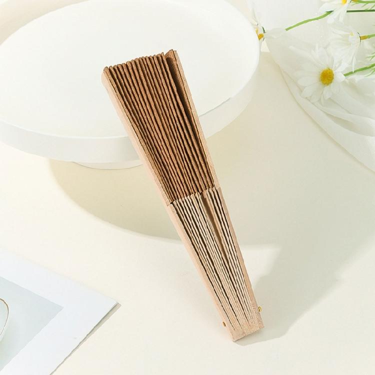 Ethnic Styles Vintage Colorful Checkered Pattern Folding Fan Wood Handheld Fan for Home and Office Decoration Ornament