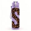 1PC Leopard Print Letter S Monogram 750ml Color Plastic Sports Water Bottle Leakproof Flip Straw Lid Suitable for Sports Office Home Use