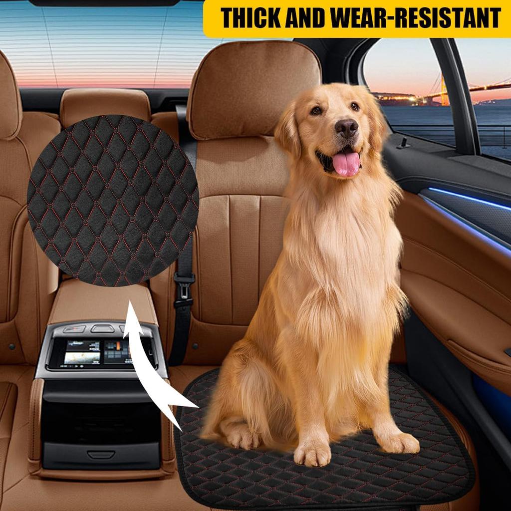 Car Seat Cover, Comfortable Anti-Slip Linen Auto Front Seat Protector, Breathable Seat Bottom Cushion Pad with Storage Pocket, Universal Vehicle
