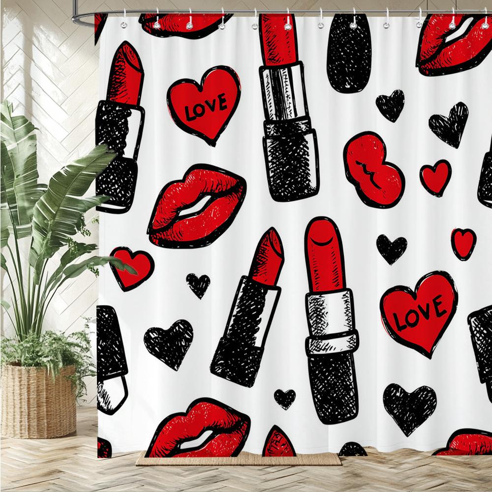 Modern pink romantic lips pattern Shower Curtain Bath Curtain Love Girl Printed Bathroom Curtains for Home Decoration Curtain