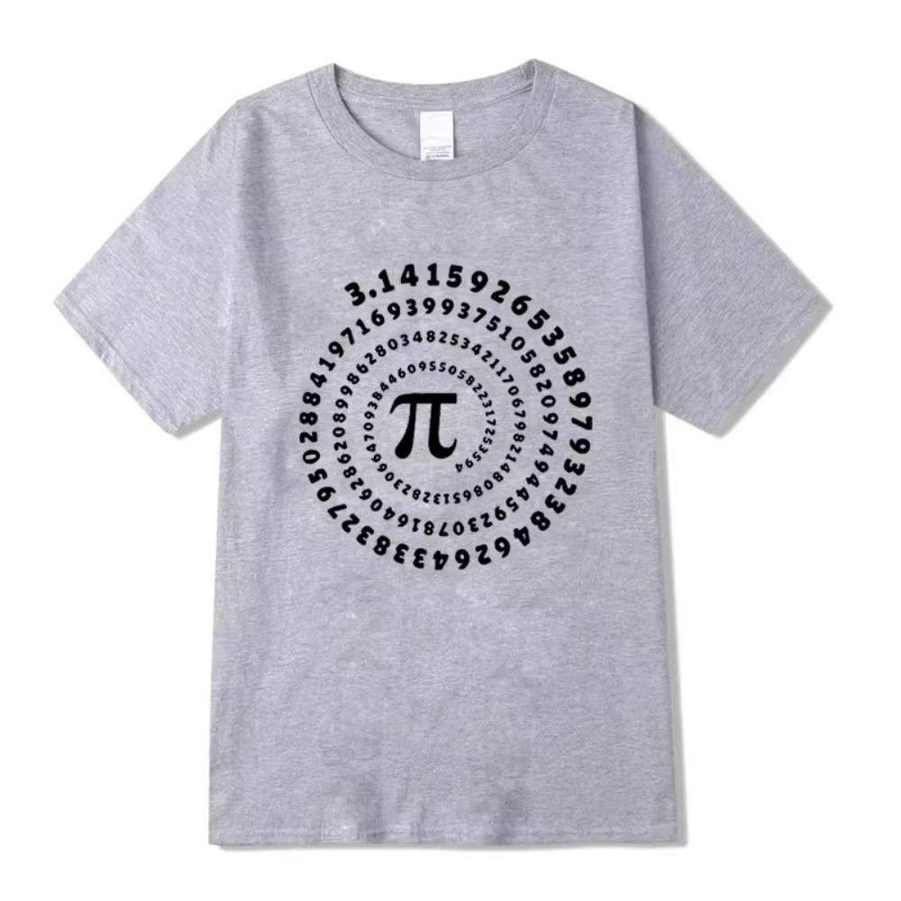 2025 Men's High Quality 100_ Cotton Funny Pi Design Print Summer Loose O-neck Men Tshirt Short Sleeve T-shirt Male Tees Tops