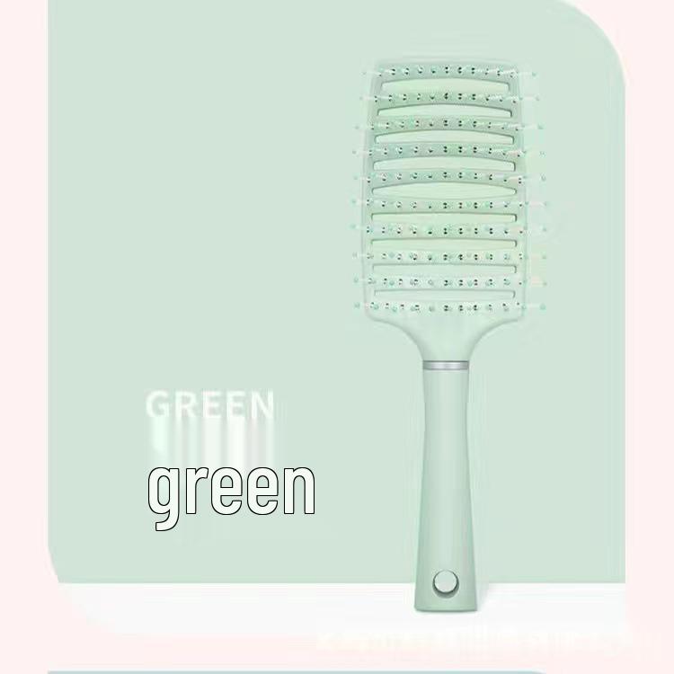 Sakura Pink Fluffy Curved Hair Comb: Large Ribbed Styling Massage Comb for Women.