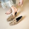 Vintage Beaded Flats Women Slip On Square Toe Moccasins Fashion Soft Sole Loafers for Women Casual Low Heel Pumps Comfortable