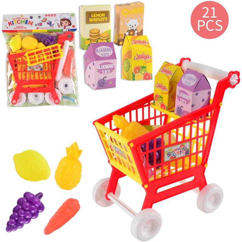 Children s Role-Playing Shopping Cart Toy with Fruits & Vegetables