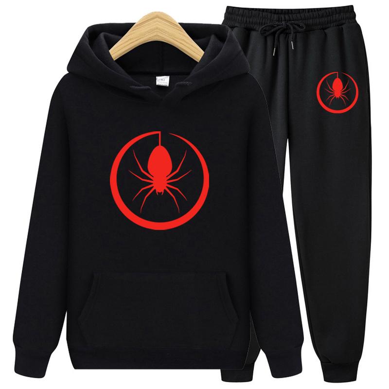 Women's Sportswear Two Piece Set Warm Jackets and Pants Spider Print Coats Sets Outdoor Hoodies Sports Suits Jogging Suits