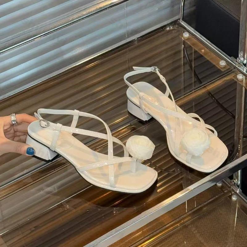 Fashion Women's Sandals 2025 Flower Fashion Elegant Outdoor Summer Roman Sandals Clip Toe Comfortable High Heels Sandals Zapatos Mujer