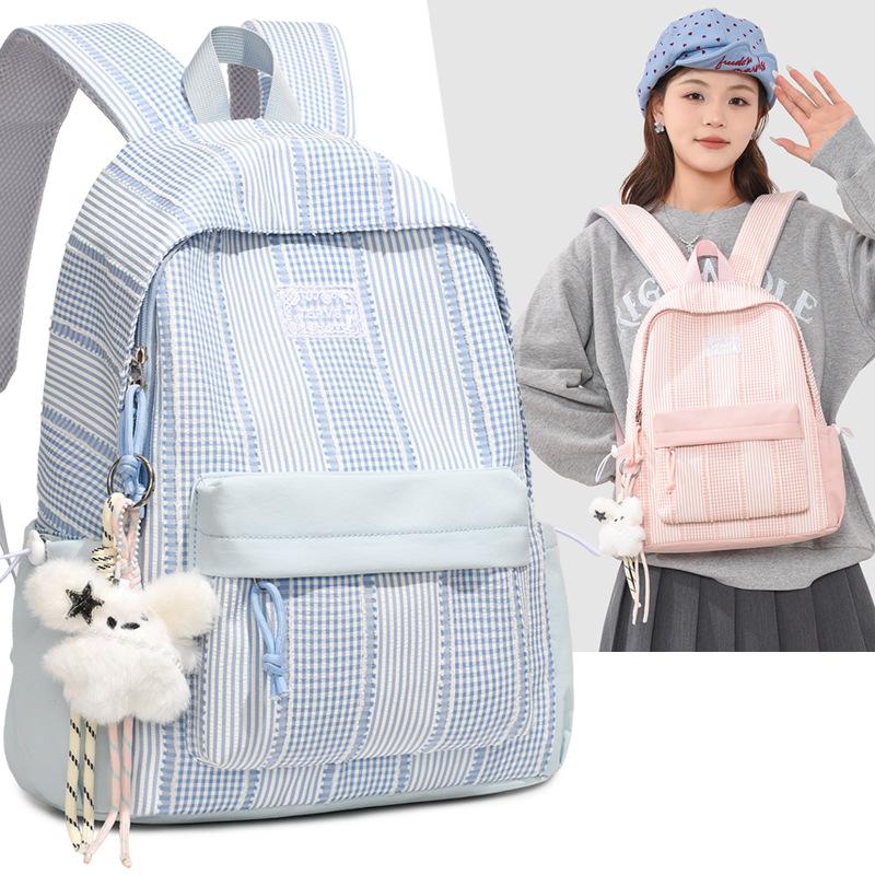 Schoolbag new Internet celebrity plaid backpack fashion trend foreign style girl out leisure backpack hiking bag