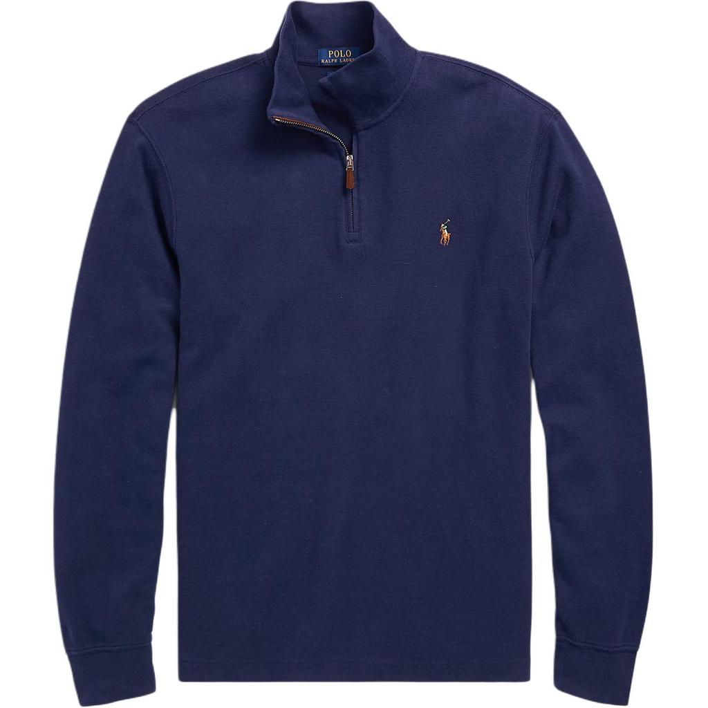 Polo Ralph Lauren Small Pony Logo Embroidered Half-Zip Knit Long Sleeve Sweatshirt Men sweatshirt Navy-Blue MNPOKNI16820139-410