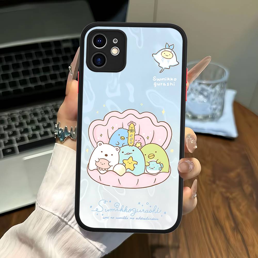 Cartoon S-sumikko Gurashi For IPhone 16 15 14 Plus 13 12 11 Pro Max X XS MAX Translucent Matte Shockproof Cover