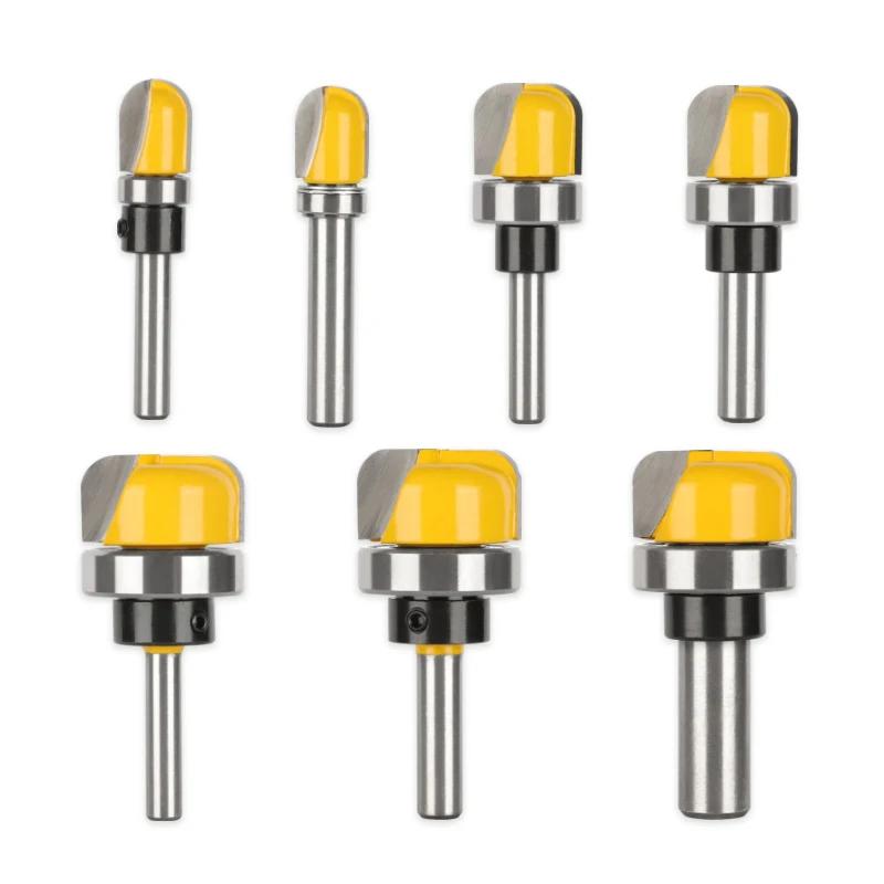 1pcs 6mm 8mm Shank 1-1/8 3/4 1/2 Diameter Bowl Tray Router Bit Round Nose Milling Cutter with Bearing for Woodworking