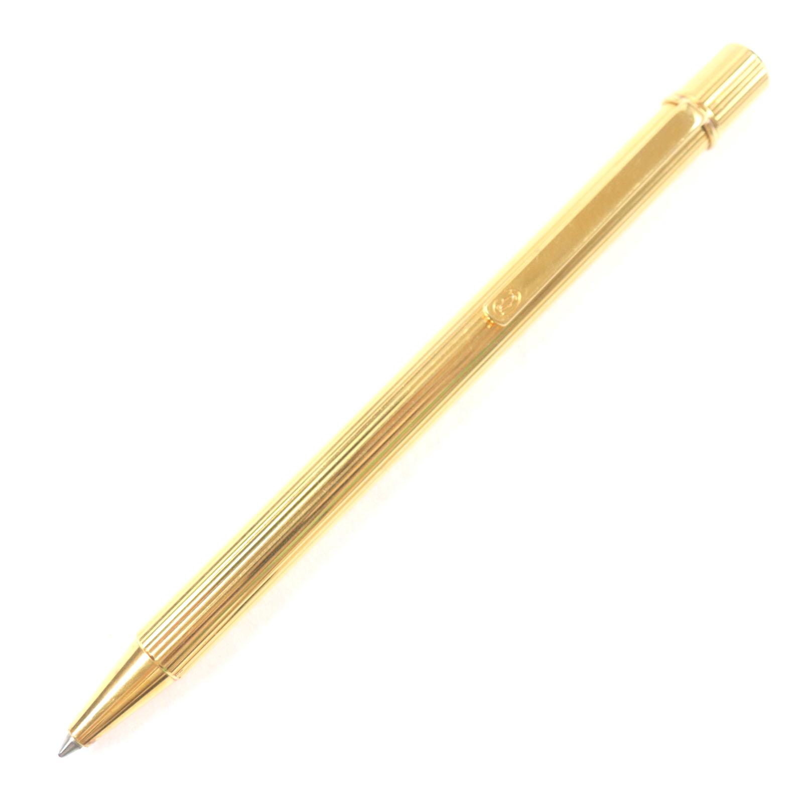 Cartier Ballpoint pen Must de Cartier Stripe Pattern Twist Type gold mens Used