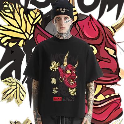 Mask Short Sleeve Loose Clothes American Retro For Men‘s T-shirt Printed Rapper T Shirt Street Style Tshirt Comfy Stretchy Tee