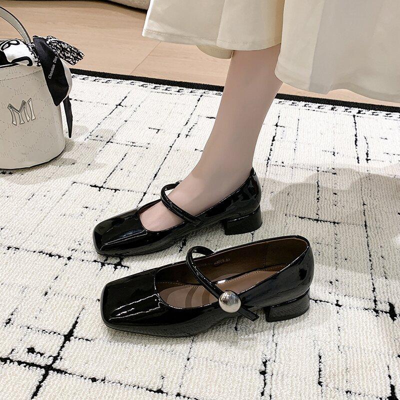 Shoe Lady 2025 Spring and Summer New Korean Version Commuter Square Head Mary Jane Women's Shoes French Gentle Thick Heel Single Shoes